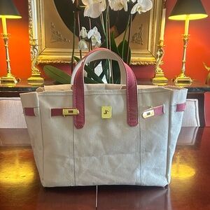 L.L Bean Boatkin Handmade Custom Tote bag Canvas Vintage Rose  Gold Hardware